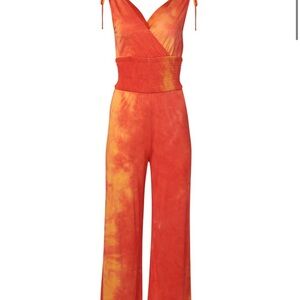 Vibrant Orange and Yellow Jumpsuits with Streamlined Silhouettes
